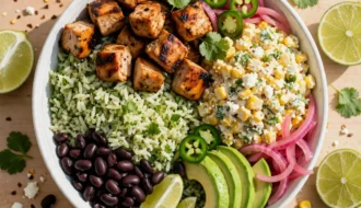 Street Corn Chicken Rice Bowls