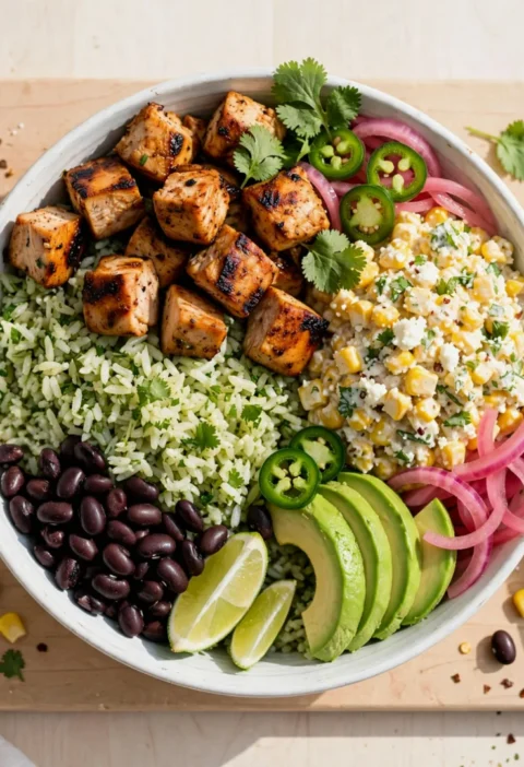 Street Corn Chicken Rice Bowls