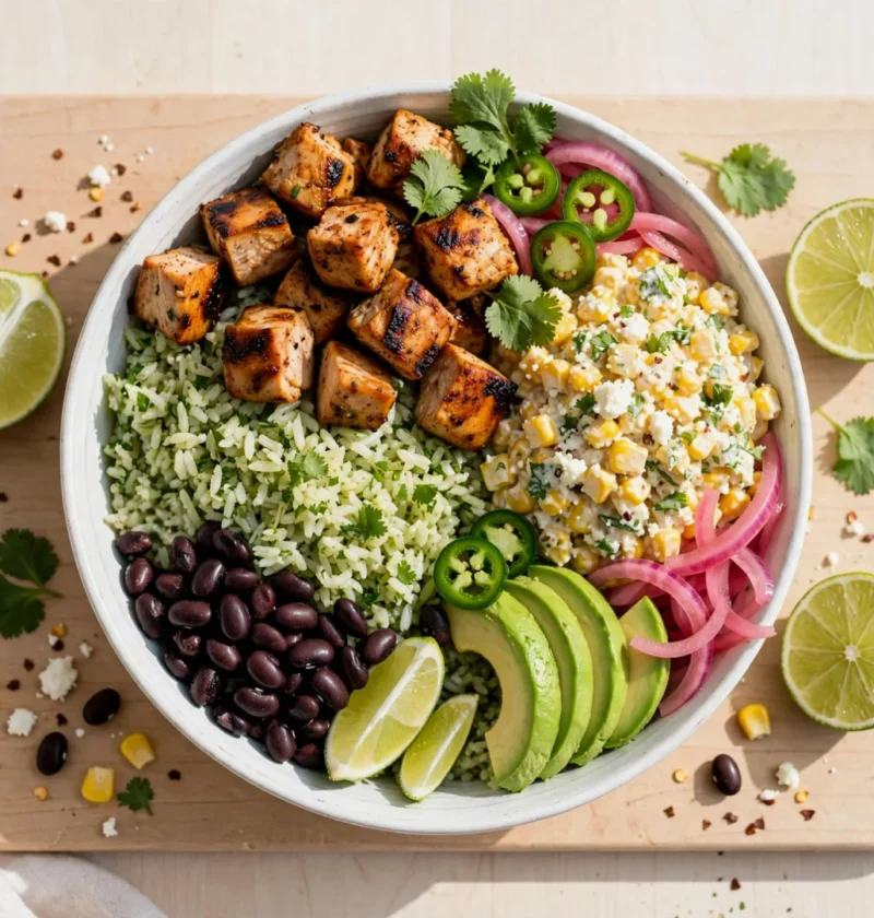 Street Corn Chicken Rice Bowls