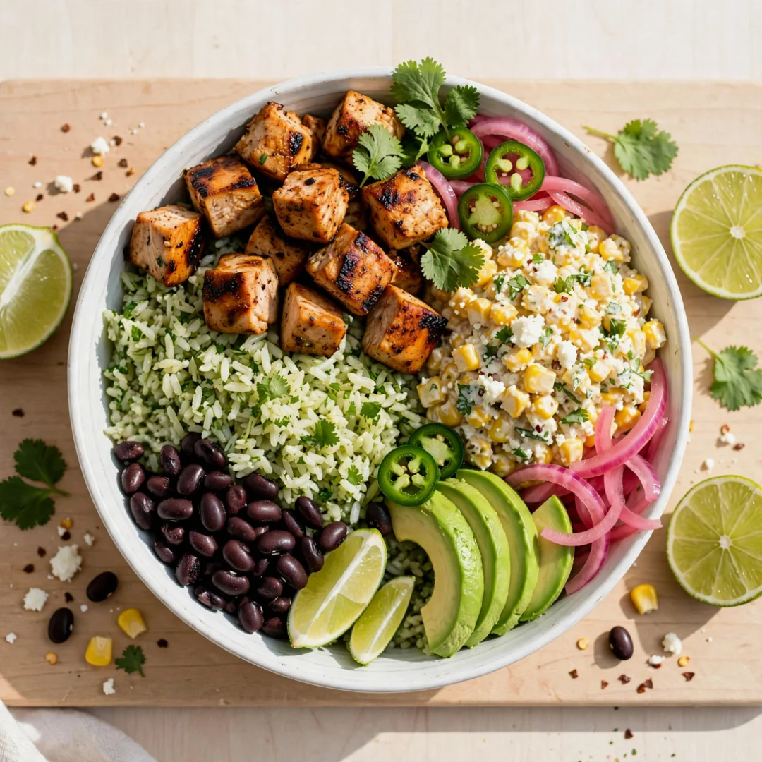 Street Corn Chicken Rice Bowls