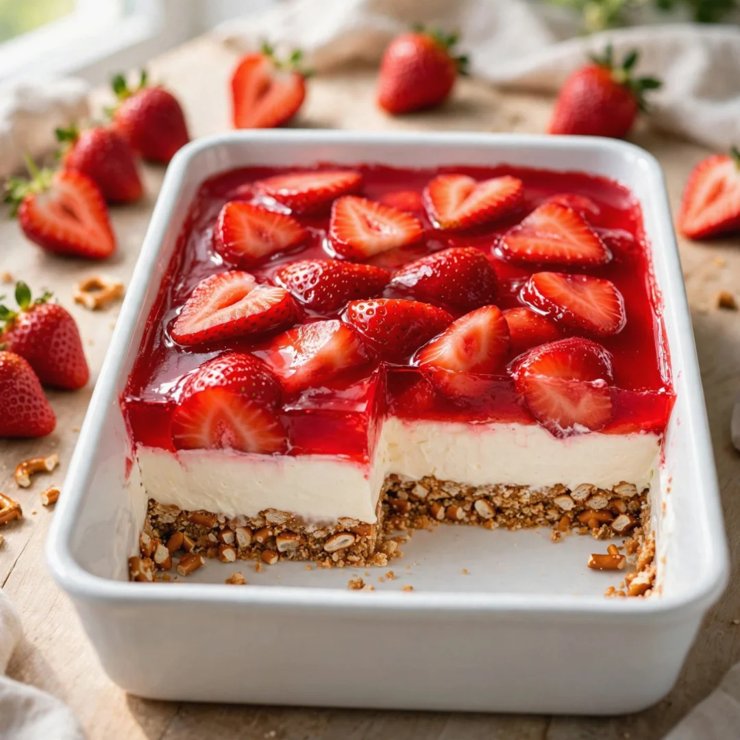 The Best Strawberry Pretzel Salad Recipe (No Cool Whip!)