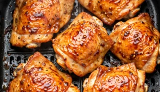 Air-fried glazed chicken thighs