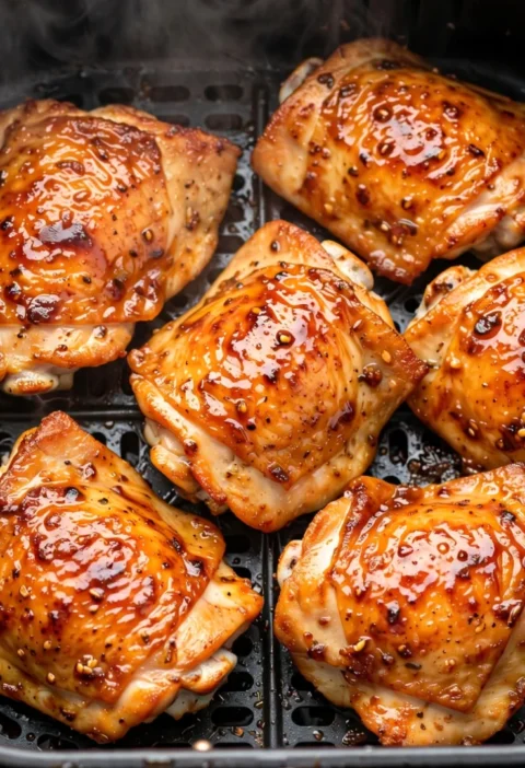 Air-fried glazed chicken thighs
