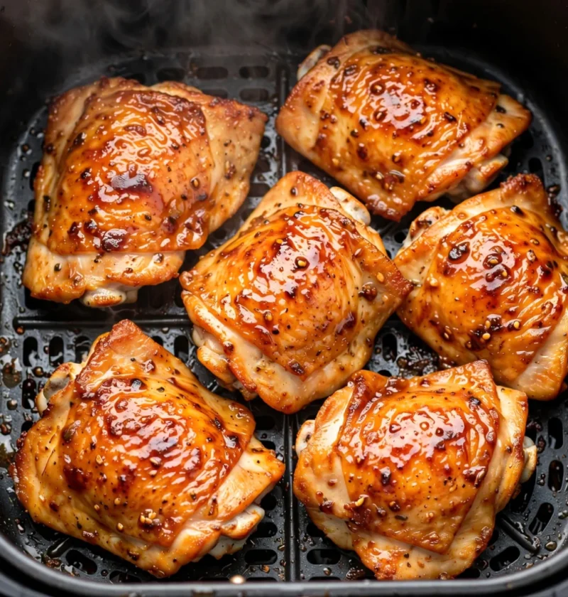 Air-fried glazed chicken thighs