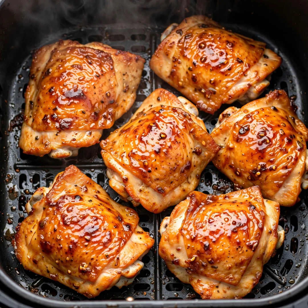 Air-fried glazed chicken thighs