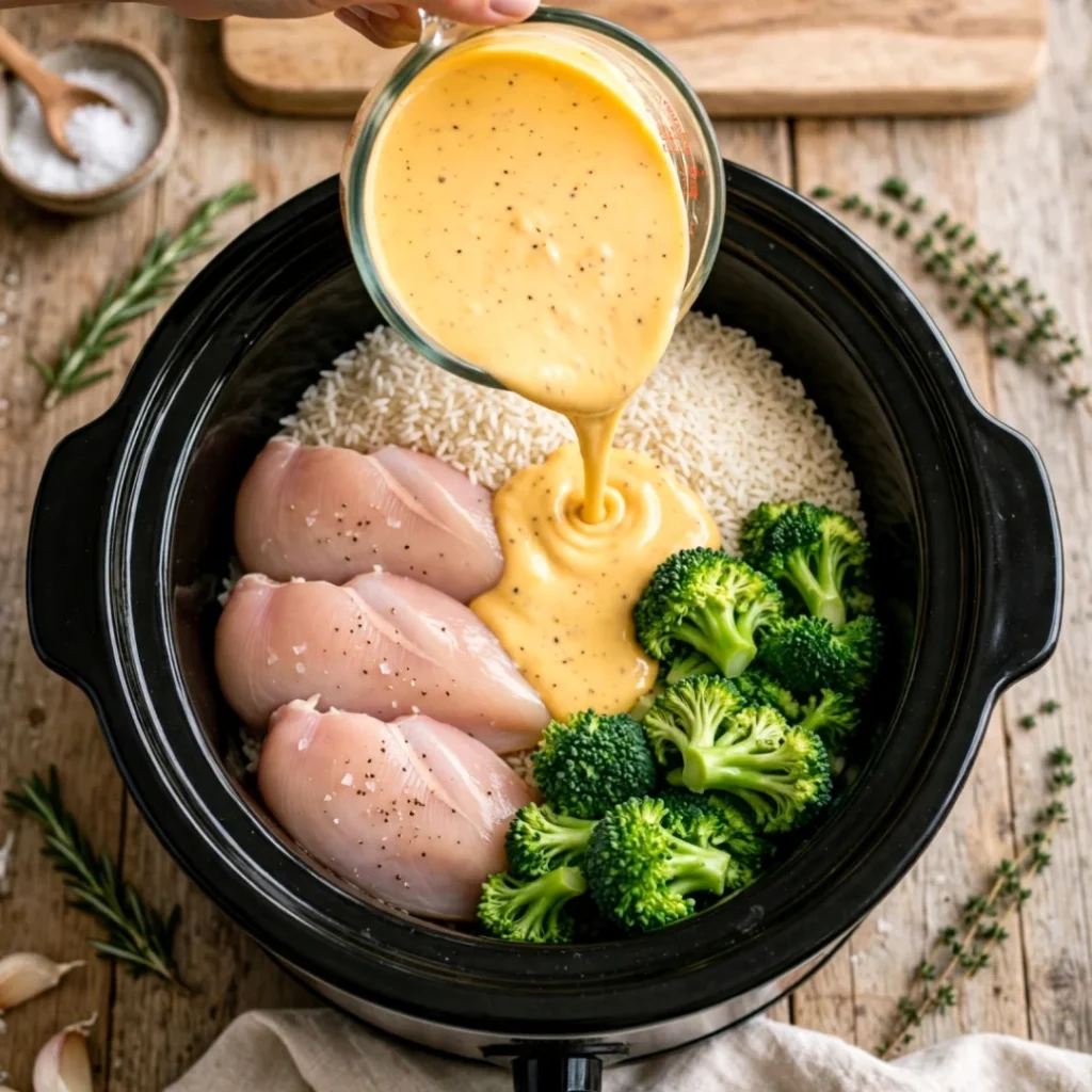 Crockpot Cheesy Chicken, Broccoli, and Rice Casserole - Crockpot Cheesy Chicken, Broccoli, and Rice Casserole