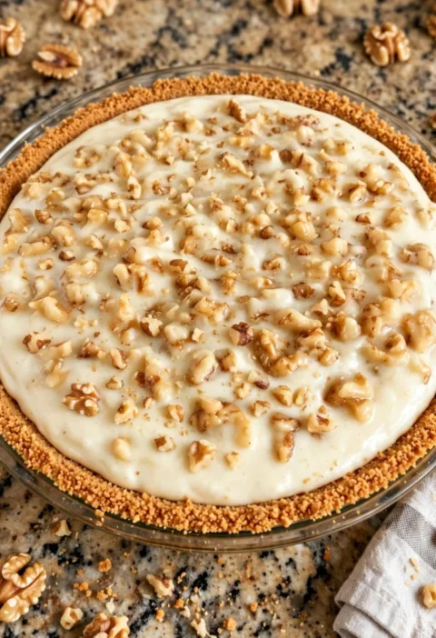 Grandma's Old-Fashioned Walnut Cream Pie with Graham Cracker Crust