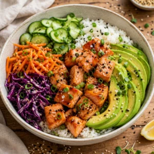 Healthy Salmon Avocado Rice Bowl – Easy and Delicious
