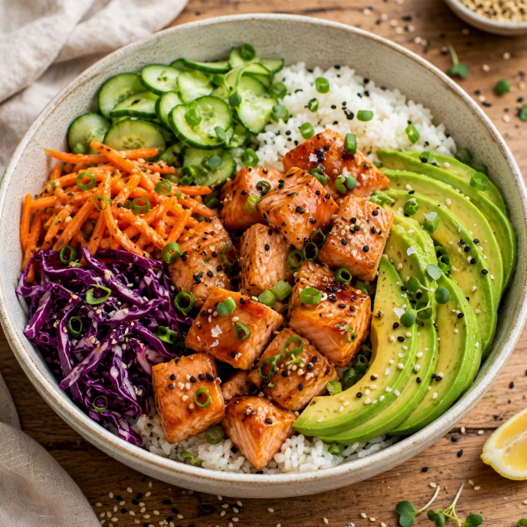 Healthy Salmon Avocado Rice Bowl – Easy and Delicious