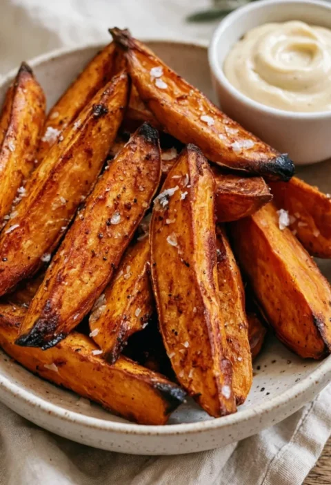 roasted garlic sweet potato wedges