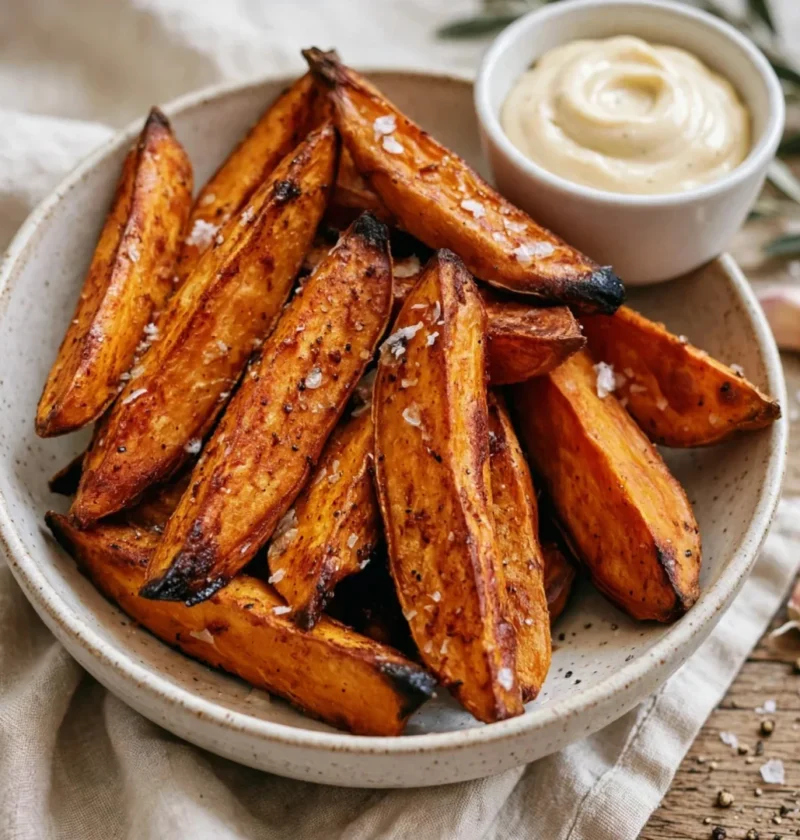 roasted garlic sweet potato wedges