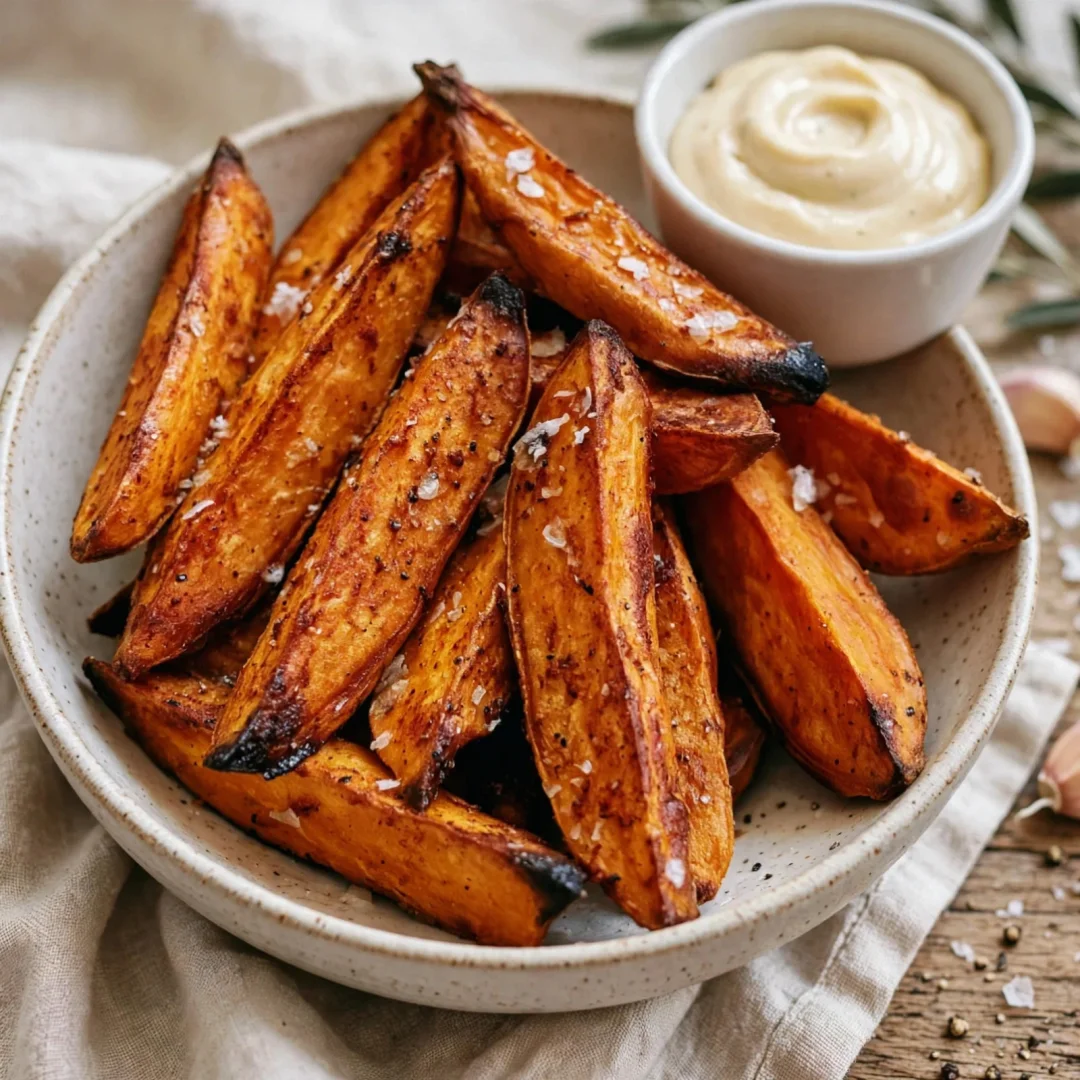 Roasted Garlic Sweet Potato Wedges