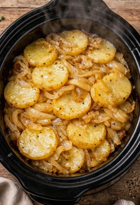 Slow Cooker Potato and Onion Bake