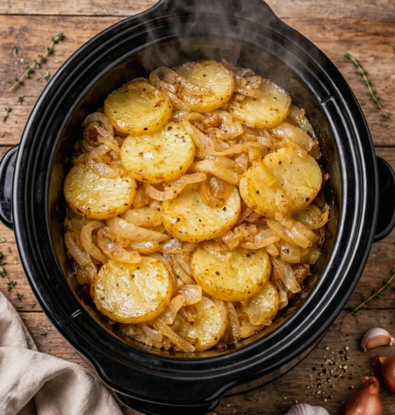 Slow Cooker Potato and Onion Bake