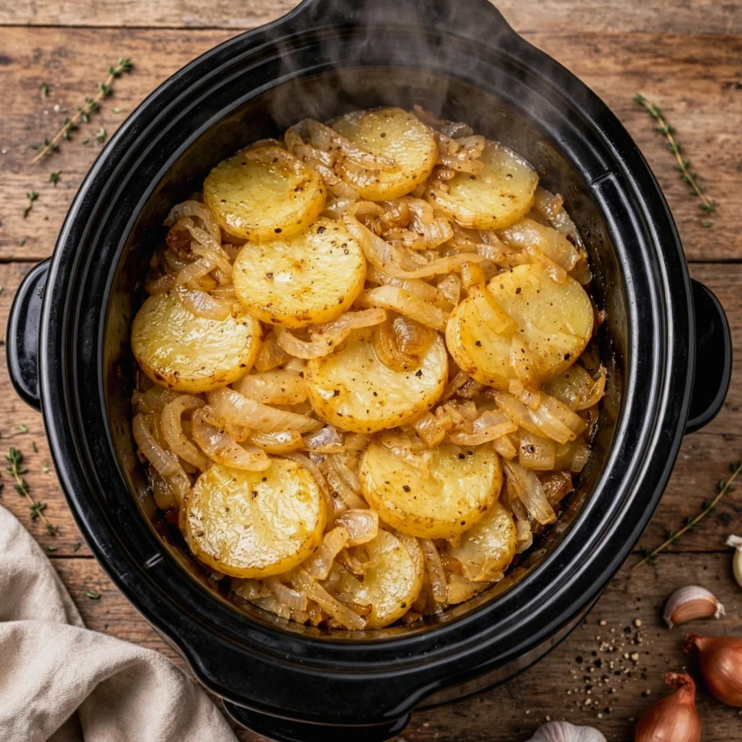 Slow Cooker Potato and Onion Bake