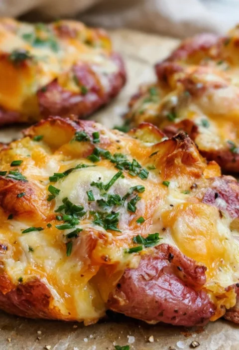Smashed Roasted Cheesy Potatoes