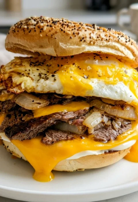 Steak Egg and Cheese Bagel