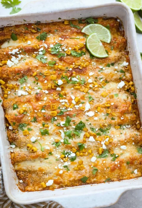 Street Corn Chicken Enchiladas