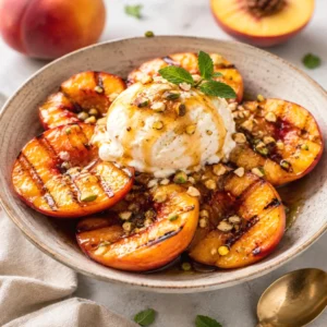 Sweet and Delicious Grilled Peaches with Ice Cream