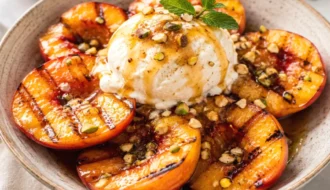 grilled peaches with ice cream