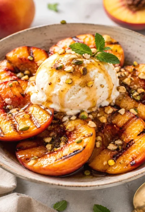 grilled peaches with ice cream