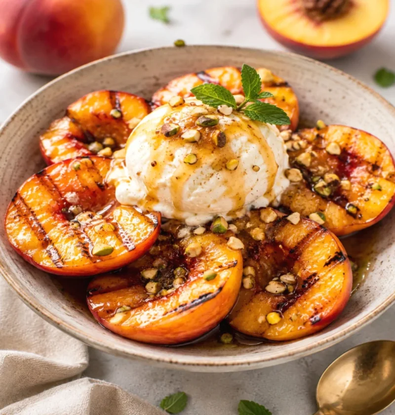 grilled peaches with ice cream