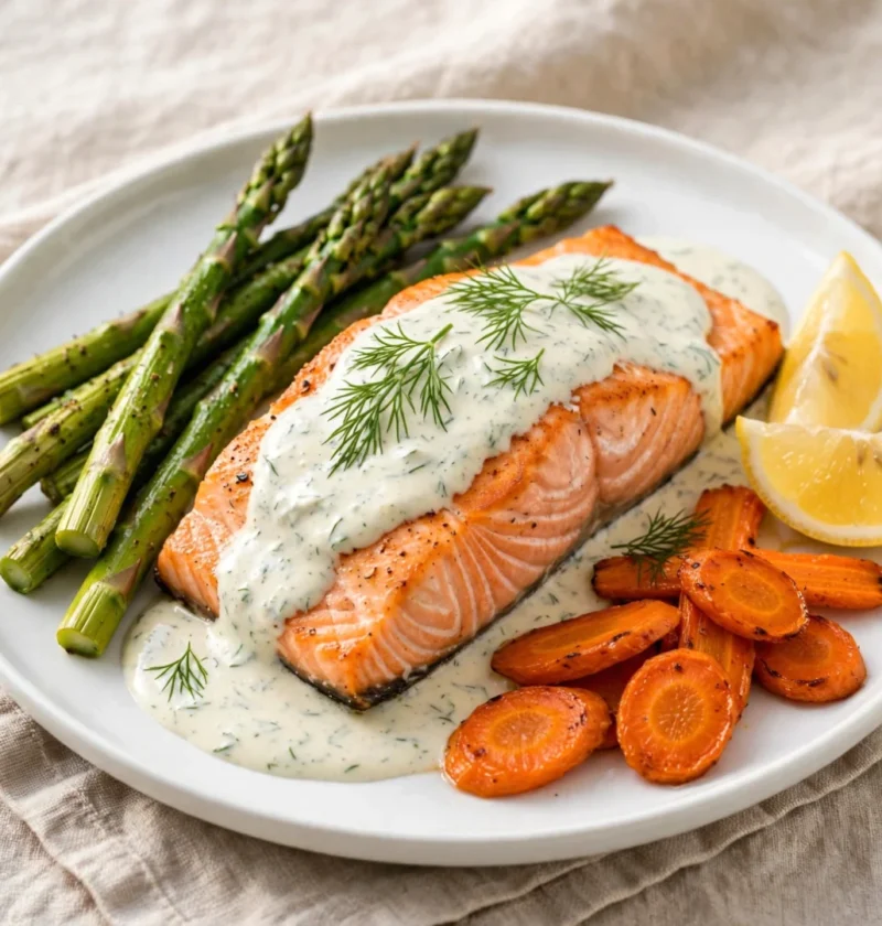 Tender Salmon with Creamy Dill Sauce