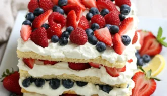 Triple Berry Layered Lemon Cream Cake