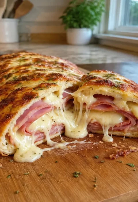 Cheesy Ham Stromboli