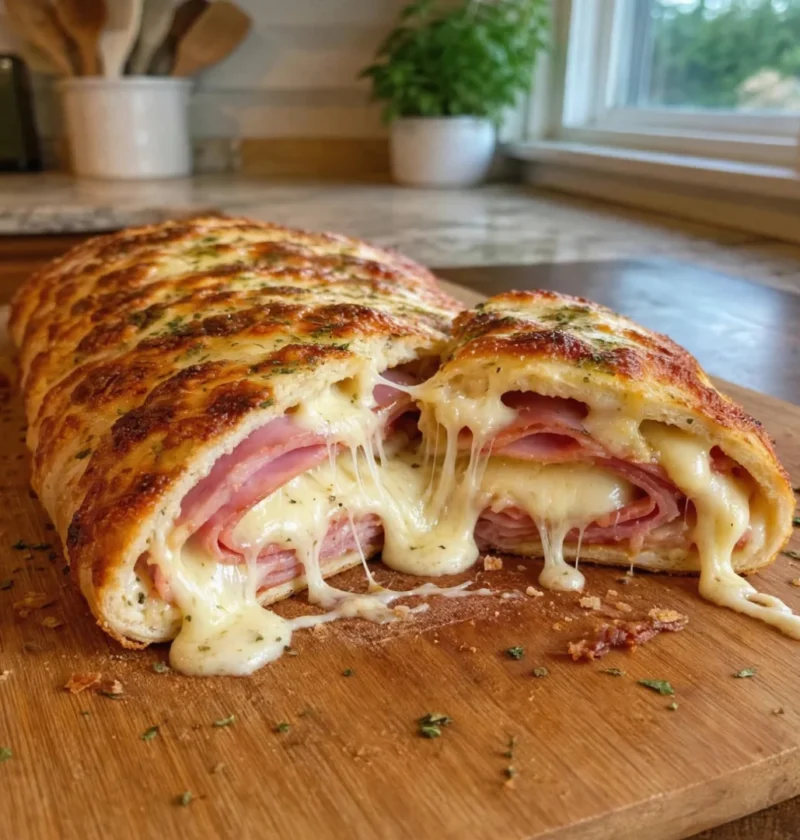 Cheesy Ham Stromboli