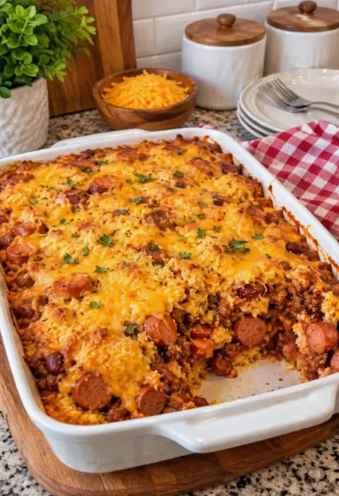 Chili Cheese Dog Casserole