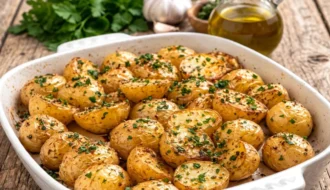 Crispy roasted garlic potatoes