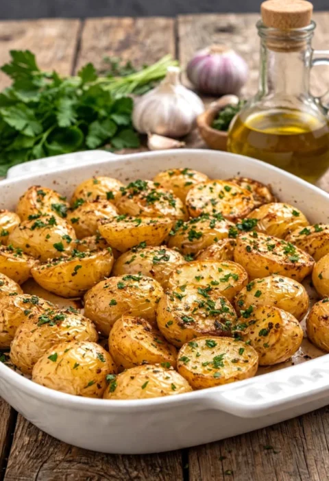 Crispy roasted garlic potatoes
