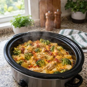 Crockpot Cheddar Broccoli Chicken & Potatoes Made Easy!