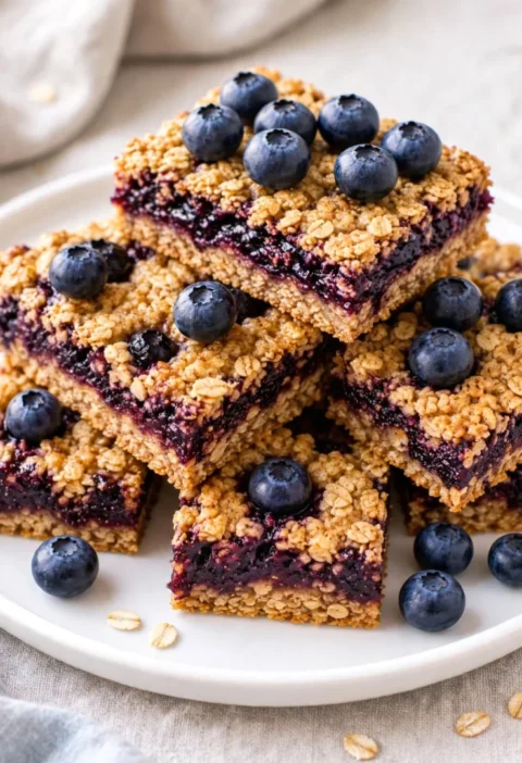 Homemade blueberry and oat breakfast bars