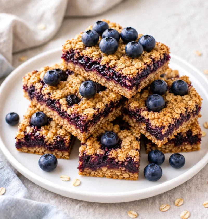 Homemade blueberry and oat breakfast bars