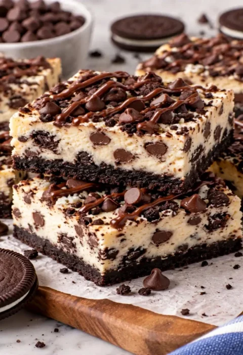 Oreo Chocolate Chip Cheesecake Bars