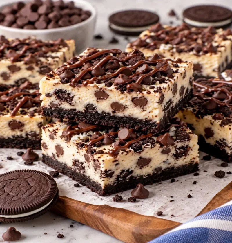 Oreo Chocolate Chip Cheesecake Bars