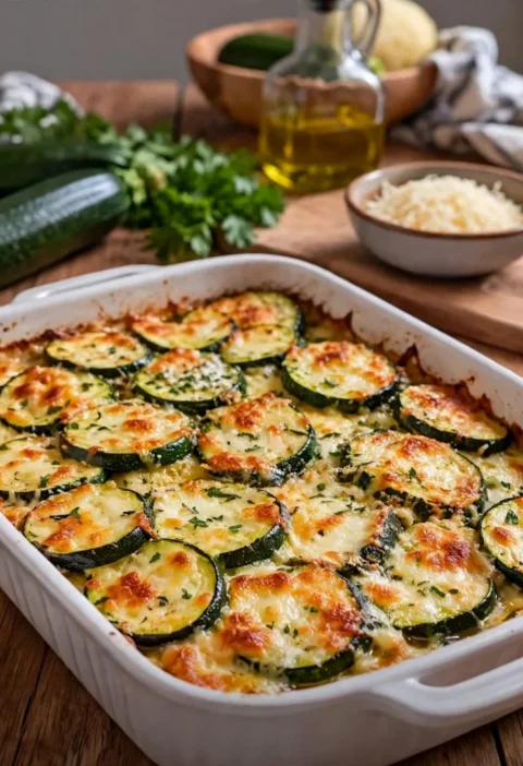 Oven Baked Zucchini and Cheese