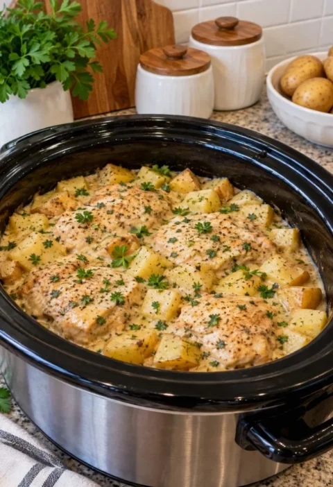 Slow Cooker Creamy Chicken and Potatoes
