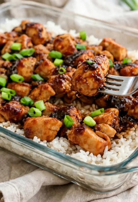 Sticky Garlic Soy Chicken and Rice Bake