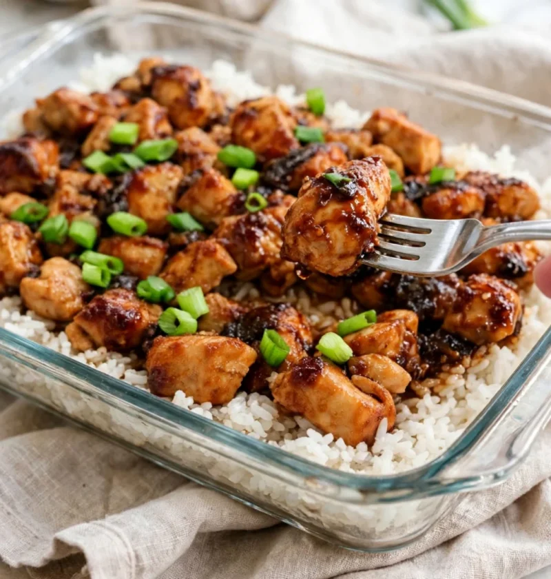 Sticky Garlic Soy Chicken and Rice Bake
