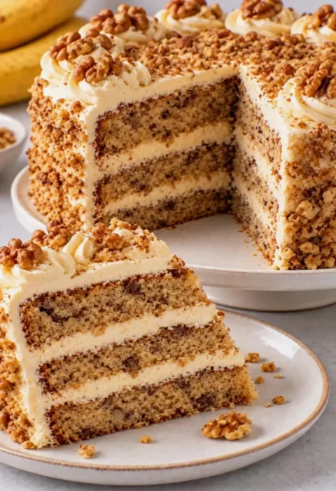 Banana Walnut Cream Cake