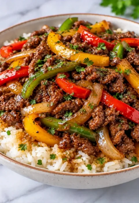 Beef and Pepper Rice Bowl