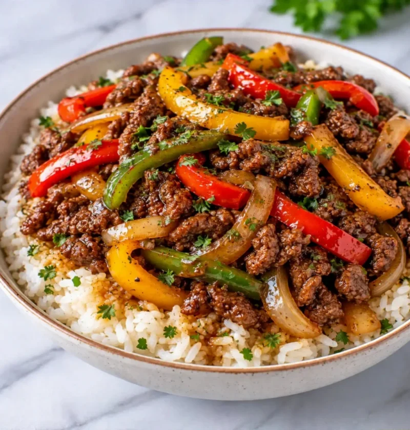 Beef and Pepper Rice Bowl