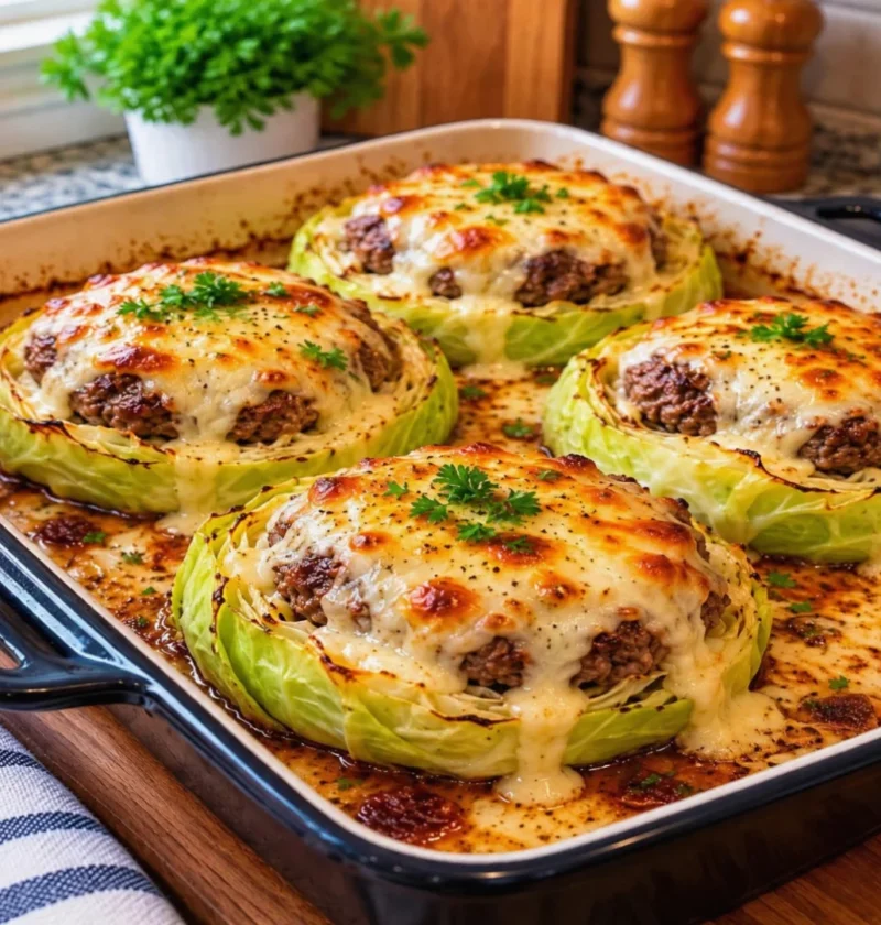 Cheesy Cabbage Burger Steaks