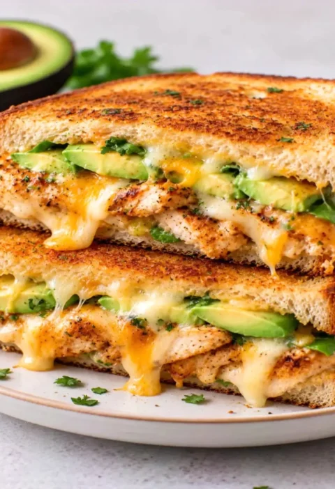 Chicken Avocado Melt Cheese Sandwich