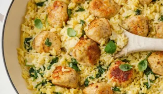Chicken Meatballs with Orzo