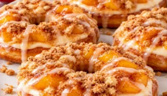Classic Peach Cobbler Cheesecake Donuts