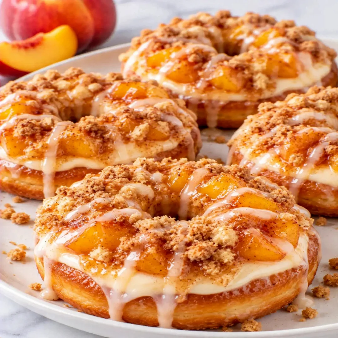 Classic Peach Cobbler Cheesecake Donuts – Creamy and Buttery